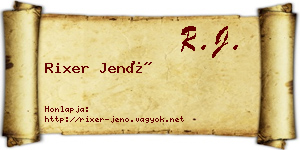 Rixer Jenő névjegykártya